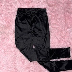 Fashion Nova Satin Shiny Black Pants